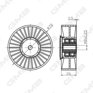 GMB GTC0580 Обводной ролик приводного ремня Audi 80 91-94a6 94-97 1.9dvw Caddy Golf 1.6-2.0