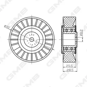 GMB GTC0800 Обводной ролик приводного ремня vw lt TranSporter 2.02.4d2.5tdi 90-03