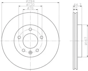 HELLA 8DD355109701 Тормозной диск с покрытием, задняя ось
