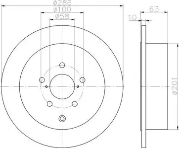 HELLA 8DD355116421 Тормозной диск без покрытия, задняя ось