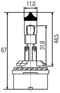 HELLA 8GH008991021 Лампа (H27W1) 12V 27W PG13 накаливания противотум.