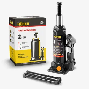 HOFER HF902150 Домкрат бутылочный с увел.высотой (с пред.кл.) HOFER  2т (180-345мм)