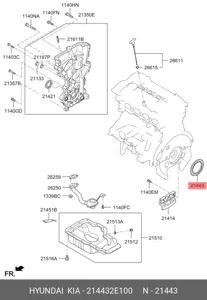 HYUNDAI/KIA 214432E100 Сальник коленвала задний Tucson IX35 [D3] K5 [A8] Sportage [F1]CERATO