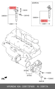 HYUNDAI/KIA 338172F600 Уплотнительное кольцо топливной форсунки Tucson IX35 Santa Fe [S1]