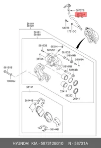 HYUNDAI/KIA 587312B010 Шланг тормозной передний левый