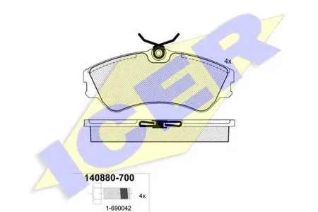 ICER 140880700 Колодки торм.передние VW T4 1.8-2.51.9DTD2.4D 90-98 диск 14'