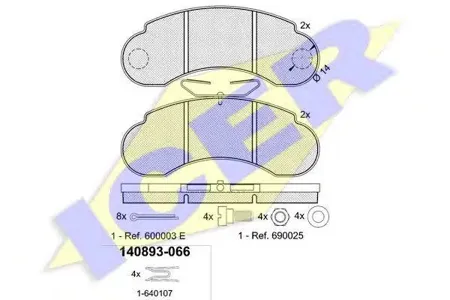 ICER 140893 Колодки торм.передние Mercedes 100 91-96130140 all 87>