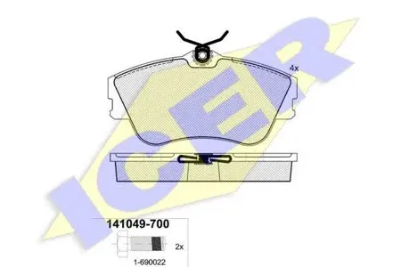 ICER 141049700 Колодки торм.передние VW T4 1.8-2.81.9TD2.4D диск 15' 90-00