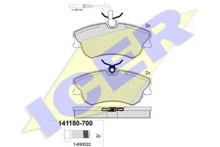 ICER 141180700 Колодки торм.передние Renault Espace 2.0i &16V3.0i2.2TD 96-98
