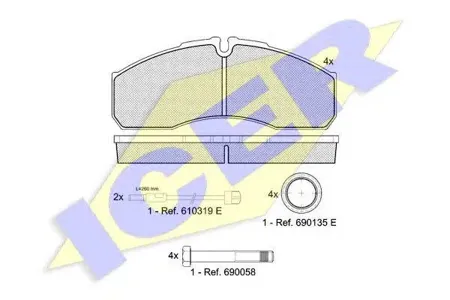 ICER 141499 Колодки торм.передние +задние Renault Mascott 110.55130.55140.55110.60 99>