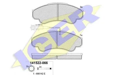 ICER 141522 Колодки торм.передние Peugeot Boxer 350 Models, Fiat Ducato 18 Maxi 02>