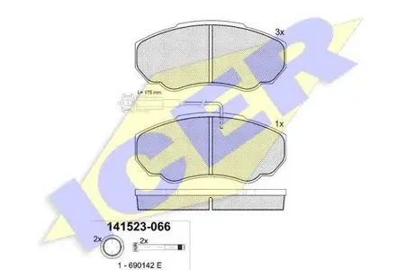 ICER 141523 Колодки торм.передние Peugeot Boxer 290330 Models, Fiat Ducato 1115 Models 02>
