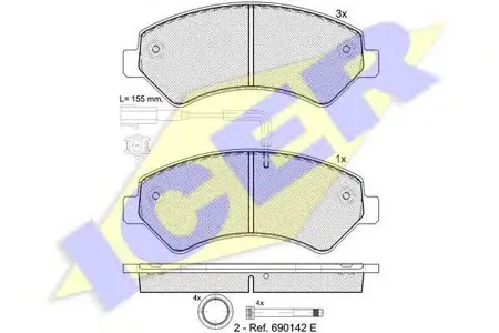 ICER 141836 Колодки торм.передние Citroen Jumper , Fiat Ducato , Peugeot Boxer 2.2HDi3.0HDi 06>