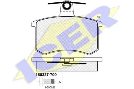 ICER 180337700 Колодки торм.задние Alfa Romeo 164, Fiat Croma 1.9-3.0iD 84-98