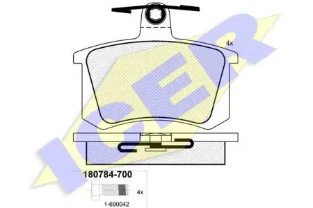ICER 180784700 Колодки торм.задние Audi 8090100 A4,A6,A8 <98