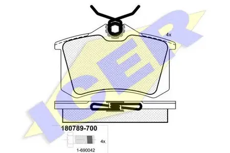 ICER 180789700 Колодки торм.задние VW Golf II,III Passat 1.6-2.81.9TDi 88-99
