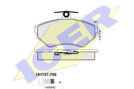 ICER 181157700 Колодки торм.передние VW Passat 1.6-2.31.9TD 96-00, Audi A4 1.61.81.9TD 94>