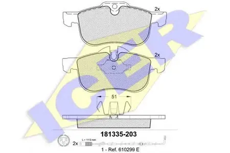 ICER 181335 Колодки торм.передние Rover 75 1.8i-2.5i2.0CDT 99>