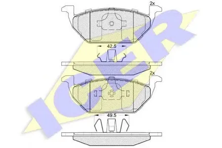 ICER 181338 Колодки торм.передние VW Golf 1.41.9SD 97-99, Skoda Octavia 1.4-1.9SD 96-00