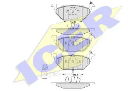 ICER 181349 Колодки торм.передние Seat Leon Ibiza , VW Bora Golf 1.2-2.0iD 00>