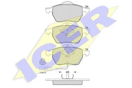 ICER 181396 Колодки торм.передние Audi A3 1.8i1.9TDi Q 96-03,VW Golf IV 1.8T2.3i 99-03
