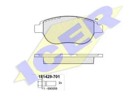 ICER 181429701 Колодки торм.передние Peugeot 307, Citroen Xsara 1.6-2.0HDi 00>