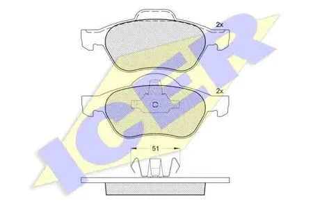 ICER 181431 Колодки торм.передние Renault Laguna II 1.6i1.8i1.9DCi 01> диск 15'