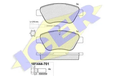 ICER 181444701 Колодки торм.дисковые