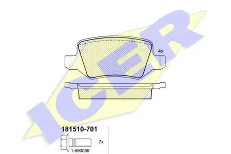ICER 181510701 Колодки торм.задние Mercedes W168 1.92.1 99>Vaneo 1.6i-1.7CDi 01>