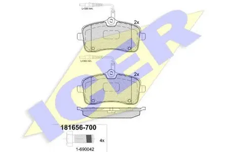 ICER 181656700 Колодки торм.передние 407 1.6 HDi 110 FAP 1.8i
