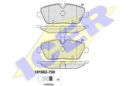 ICER 181662700 Колодки торм.передние BMW 1-Series E87 1.6i1.8D 04>#