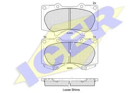 ICER 181665 Колодки торм.передние Toyota Land Cruiser J12 4.0i3.0D 03>