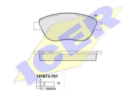ICER 181673701 Колодки торм.передние Fiat Idea 1.9JTD 03>#