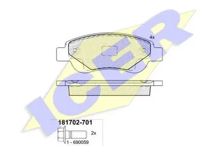 ICER 181702701 Колодки торм. C1107 1.0i 1.4 Hdi