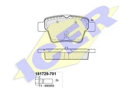 ICER 181729701 Колодки торм.задние Citroen C4, Peugeot 307 1.4-2.0HDi 16V 04>