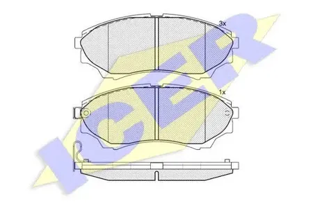 ICER 181822 Колодки торм.передние Ford Ranger 2.5TDi 02>, Mazda Serie B 2.5DTD 02>