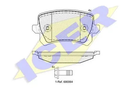 ICER 181857 Колодки торм.задние VW Tiguan 1.4TFSi2.0TDi2.0TFSi 07>