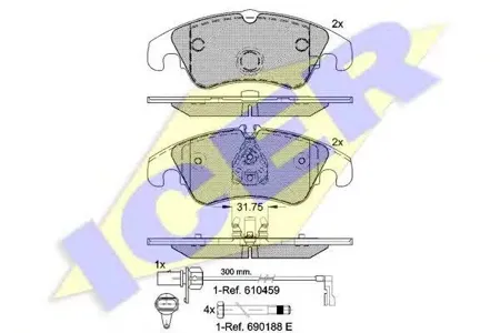 ICER 181862 Колодки торм.передние Audi A4 3.0TDi Quattro3.2FSi Quattro 08>