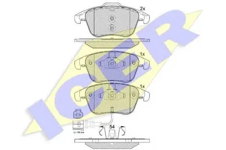 ICER 181923 Колодки торм.передние VW Tiguan 1.4TFSi2.0TDi2.0TFSi 07>