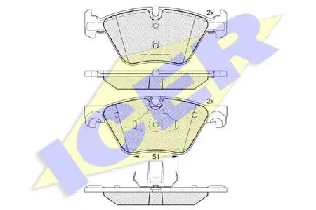 ICER 182002 Колодки торм.передние BMW F07GT F10,F11 2.8i2.5d3.0d 10>