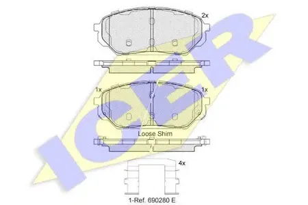 ICER 182044 Колодки торм.передние Hyundai IX55 3.0CRDi 08>