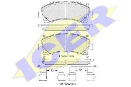 ICER 182082 Колодки торм.передние Isuzu D-Max 2.5DTD3.0D 07>