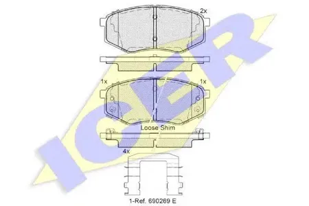 ICER 182094 Колодки торм.передние Hyundai Tucson ix35 2.02.42.0CRDi 10>