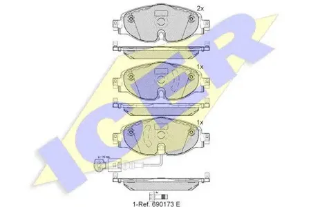 ICER 182111 Колодки торм.передние A3, VW Golf VII 1.2TSI-1.8TFSI2.0TDI 12>