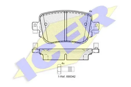 ICER 182152 Колодки торм.задние Audi Q3, Skoda Octavia 2.0TFSI2.0TDI 14>