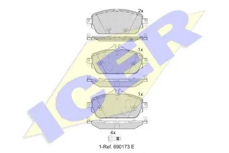 ICER 182212 Колодки торм.передние Mercedes W205S205 1.62.02.1D 13>