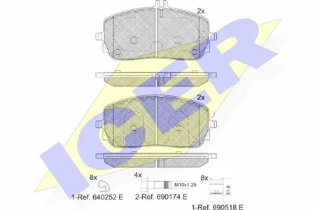 ICER 182331 Колодки торм.передние 163x72x19 Mercedes CLA 19=>, GLA 20=>, GLE 18=>