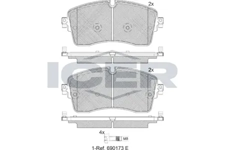 ICER 182335 Колодки торм.задние Land Rover Discovery Sport 2.02.2iD 14>