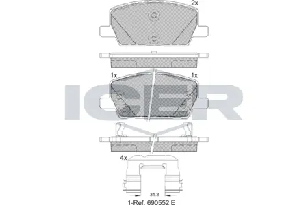 ICER 182355 Колодки торм.передние
