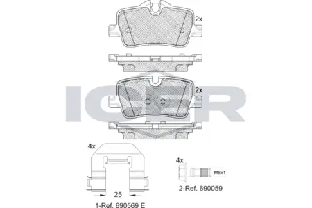 ICER 182360 Колодки торм.задн BMW 3 (G20, G80, G28)4 (G22, G82) 18->